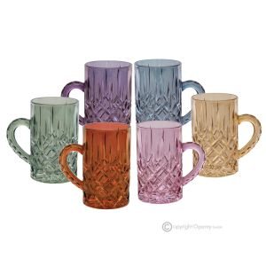 EDLES Set aus 6 modernen, authentischen, handbemalten Teetassen aus hochwertigem Glas.
