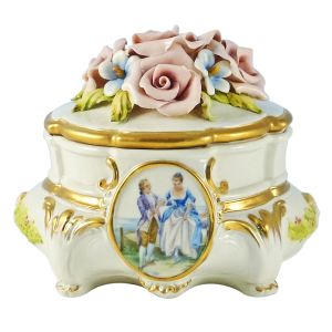 PORTAGIOIE Schmuckkästchen Porzellan Capodimonte Handgemacht Made in Italy