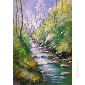 IM WALD LAUFEN Acrylgemälde auf Leinwand modern Made in Italy