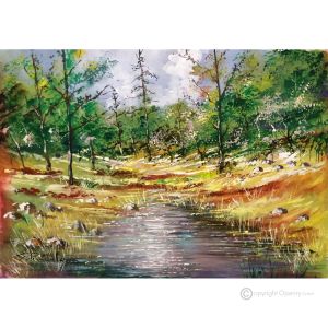 IM WALD LAUFEN Acrylgemälde auf Leinwand modern Made in Italy