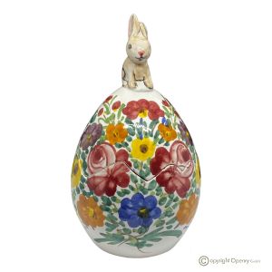 EI aus authentischer Kunstkeramik von Castelli, handgefertigt und bemalt, echtes Made in Italy.