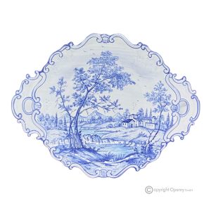 BAROCKTABLETT, authentisches künstlerisches Serviertablett aus Keramik, handgefertigt und bemalt.
