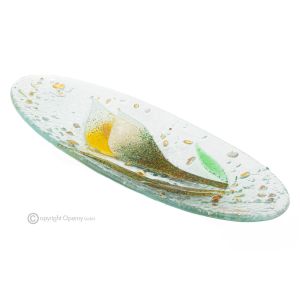 CALLA – Tafelaufsatz, Tablett, Servierschale, handgefertigtes kunstvolles Blumenmuster aus Glas