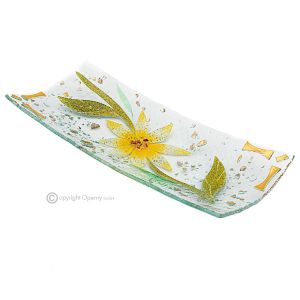 GERBERA – Tafelaufsatz, Tablett, Servierplatte, handgefertigtes Kunstglas, modernes Design