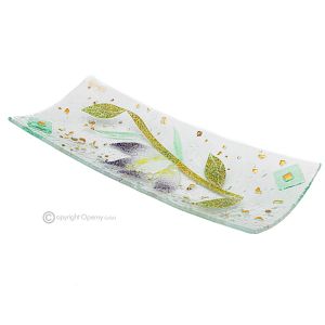 NINFEA – Tafelaufsatz, Tablett, Servierteller, handgefertigtes Kunstglas, modernes Design