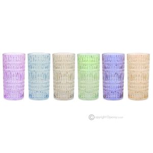 DIAMANTE-Set mit 6 authentischen, modernen, handbemalten Trinkgläsern aus hochwertigem Glas.