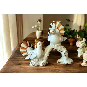 TAUBEN Exklusives Ornament aus Keramik im Barockstil mit Details aus 24 Karat Gold Made in Italy