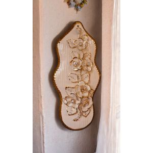 BLUMEN Wanddekorationsobjekt zum Aufhängen Keramik im Barockstil mit Details aus 24 Karat Gold Made in Italy