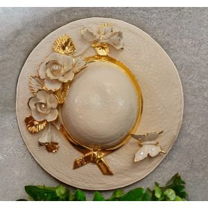 HUT Wanddekoration Ornament zum Aufhängen Keramik im Barockstil mit Details aus 24 Karat Gold Made in Italy 