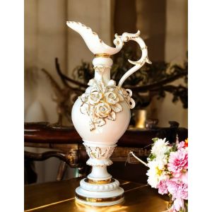 SPLENDIDA Italienische Keramik Vase handgemacht 24k Goldfarbe Swarovski-Kristalle Barockstil