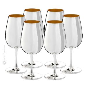 CALICI DA DEGUSTAZIONE Set 6 Gläser Stielglas Vergoldet Versilbert Edelmetalle Handgemacht Made in Italy