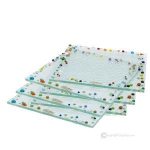 DROPS – Set aus 6 kunstvollen Glasuntersetzern, handgefertigt, modernes Design, handgefertigt