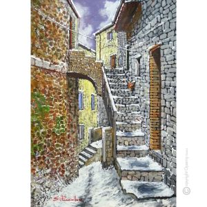 BLICK AUF MONTECCHIO Acrylgemälde auf Leinwand modern Made in Italy