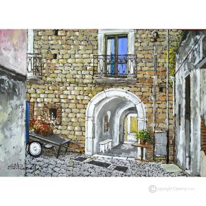 BLICK AUF ORSARA Acrylgemälde auf Leinwand modern Made in Italy