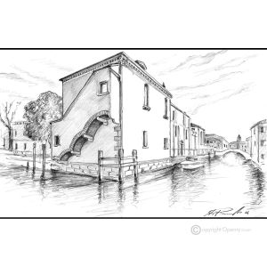 BLICK AUF VENEDIG Bleistiftzeichnungen auf Papir modern Made in Italy