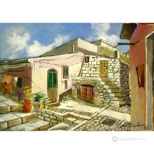 BLICK AUF LUCANO Acrylgemälde auf Leinwand modern Made in Italy