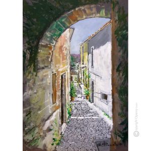 BLICK AUF LUCANO Acrylgemälde auf Leinwand modern Made in Italy