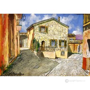 BLICK AUF FORENZA Acrylgemälde auf Leinwand modern Made in Italy