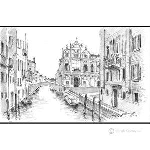 SCUOLA GRANDI S.MARCO - VENEDIG Bleistiftzeichnungen auf Papir modern Made in Italy