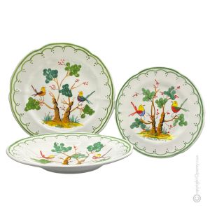 PIATTI UCCELLI Kollektion Tellerset Set Teller Geschirrset  handgemachte Castelli Keramik Made in Italy