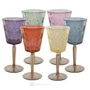 TATUAJE Set mit 6 authentischen handbemalten Wassergläsern mit Stiel aus hochwertigem Glas.