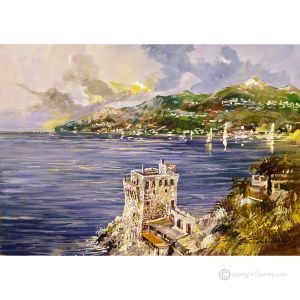 NORMANER TURM Acrylgemälde auf Leinwand modern Made in Italy