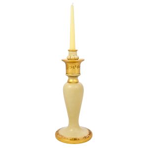 PORTACANDELE DORATO Kerzenhalter Keramik Kreationen Barock Stil 24k Blattgold Made Italy