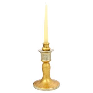 PORTACANDELE ORO Kerzenhalter Keramik Kreationen Barock Stil 24k Blattgold Made Italy