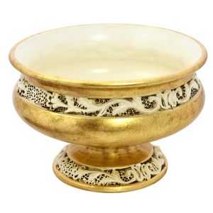 CENTROTAVOLA ORO Schale Tafelaufsatz Keramik 24k Blattgold Handarbeit Made Italy