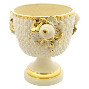CENTROTAVOLA COPPA Schale Tafelaufsatz Keramik Barockstil 24k Gold Handarbeit Made Italy
