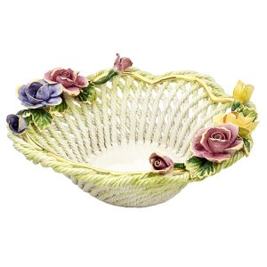 CENTROTAVOLA ROSETO Schale Tafelaufsatz Keramik Barockstil 24k Gold Handarbeit Made Italy
