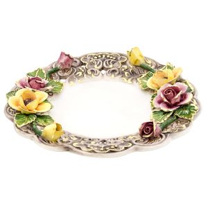 CENTROTAVOLA PIATTO Schale Tafelaufsatz Keramik Barockstil 24k Gold Handarbeit Made Italy