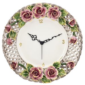 OROLOGIO ROSA Künstlerische Keramikwanduhr im Barockstil handgemacht handbemalt authentisch Made in Italy