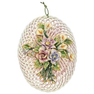 PIATTO FIORI Hängeplatte Wandplatte Keramik Barockstil 24k Gold Handarbeit Made in Italy