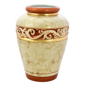 IRIS Italienische Keramik Vase handgemacht Goldblatt 24 Karat Handbemalt Blumenmotiv