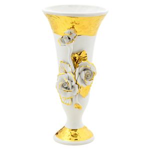 CALICE Italienische Keramik Vase handgemacht 24k Goldfarbe Barockstil handbemalt