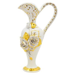 ANFORA  Italienische Keramik Vase handgemacht 24k Goldfarbe Barockstil handbemalt