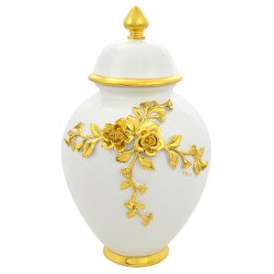 DORATO Italienische Keramik Vase handgemacht 24k Goldfarbe Barockstil handbemalt