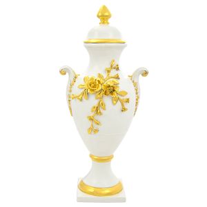 NOBILE  Italienische Keramik Vase handgemacht 24k Goldfarbe Barockstil handbemalt