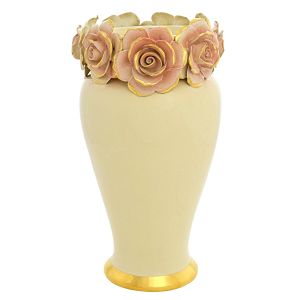 GIOIA  Italienische Keramik Vase handgemacht 24k Goldfarbe Barockstil handbemalt
