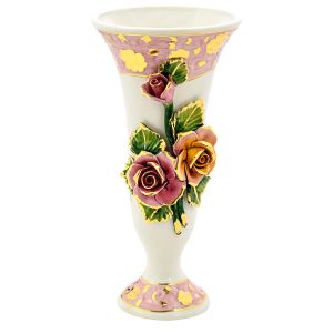 CALICE Italienische Keramik Vase handgemacht 24k Goldfarbe Barockstil handbemalt