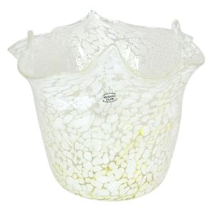 FAZZOLETTO MACETE MURRINE Murano Glas Schale Vase Blattsilber 925 Murrine Made Italy
