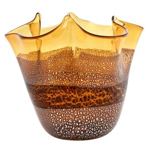 FAZZOLETTO FASCIA ARGENTO Murano Glas Schale Vase Blattsilber 925 Murrine Made in Italy