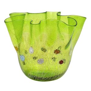 FAZZOLETTO GOCCIA Tafelaufsatz Schale authentisch Murano glass silver leaf 925 Murrine Venice Made Italy