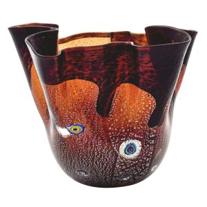 FAZZOLETTO GOCCIA Tafelaufsatz Schale authentisch Murano glass silver leaf 925 Murrine Venice Made Italy