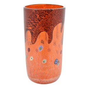 GOCCIA 42F Italienische Vase Murano Glas Deko mundgeblasen 925 Blattsilber Murrine Venedig Stil