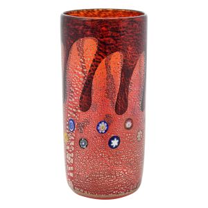 GOCCIA 42H Exklusive Vase Murano Glas Deko mundgeblasen 925 Blattsilber Blumenvase Venedig Stil