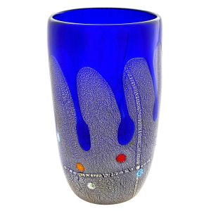 GOCCIA 97A Exklusive Vase Murano Glas Deko mundgeblasen 925 Blattsilber wertvoll Venedig Stil