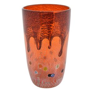 GOCCIA 97F Italienische Vase Murano Glas Deko mundgeblasen 925 Blattsilber edel Venedig Stil