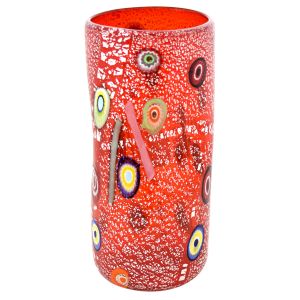 MURRINE 24 Luxus Vase Murano Glas Deko mundgeblasen 925 Blattsilber exklusiv Venedig Stil